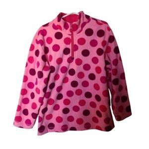 Hanna Andersson Girls 120 6X 7 Years Pink Purple Polka Dot 1/4 Zip Long Sleeve F
